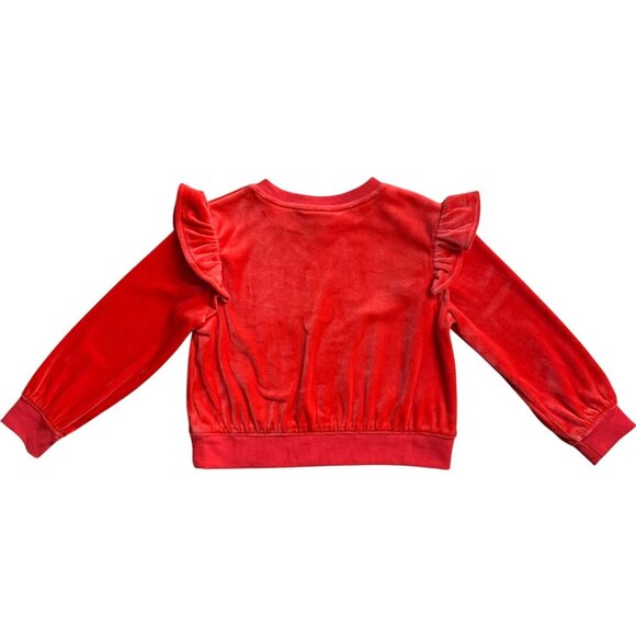 Cat & Jack Girls Red Velour Ruffle Long Sleeve Embellished Heart Design Size XS - Picture 2 of 8
